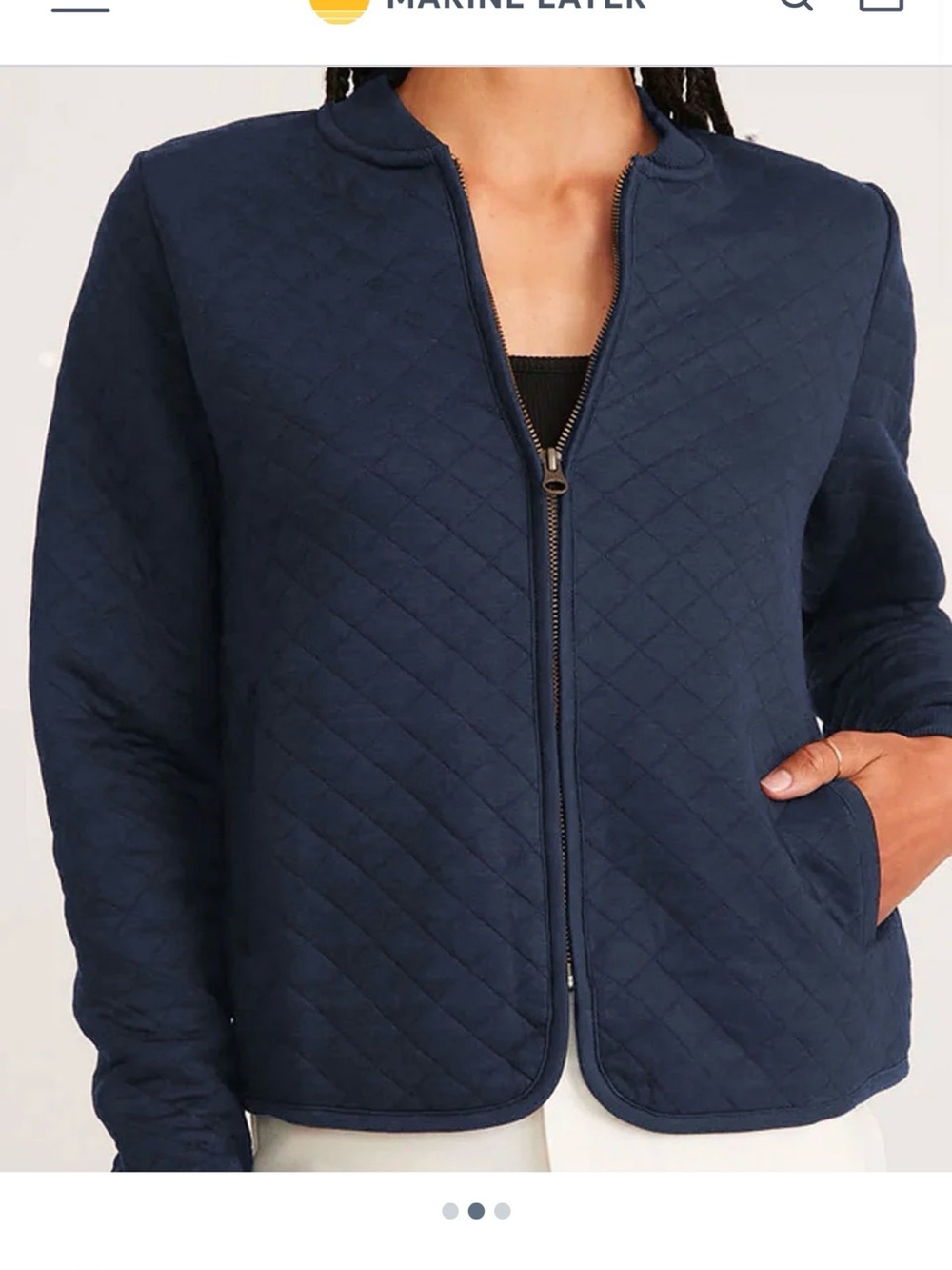 Marine Layer Women’s Corbet Quilted Bomber – Navy